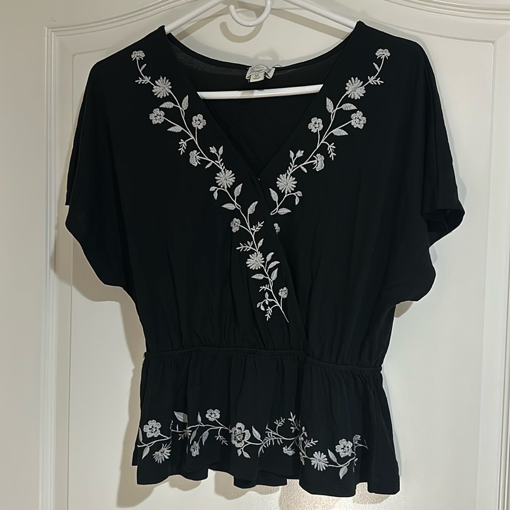 Black Embroidered Top
